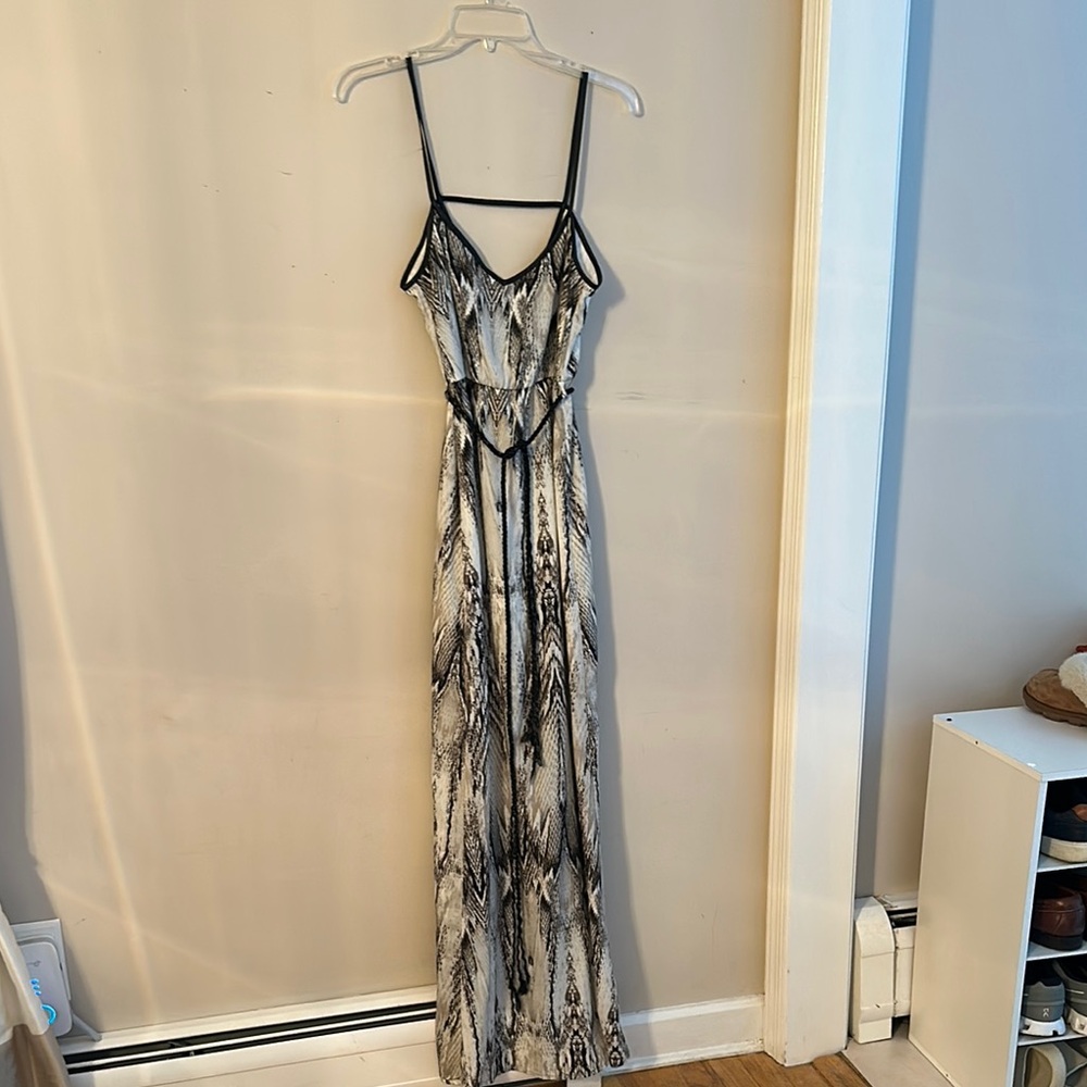 Ark & Co Black and White Abstract Maxi Sundress